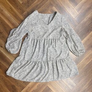 H&M Monochrome Patterned Long Sleeve Dress